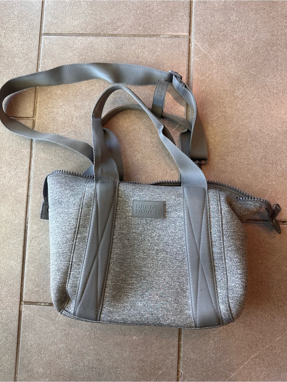 Dagne Dover Gray Neoprene Crossbody Medium Tote
